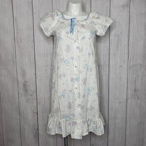 Vintage Stardust Nightgown - Floral Prairie Cottagecore Ruffle, sz Medium